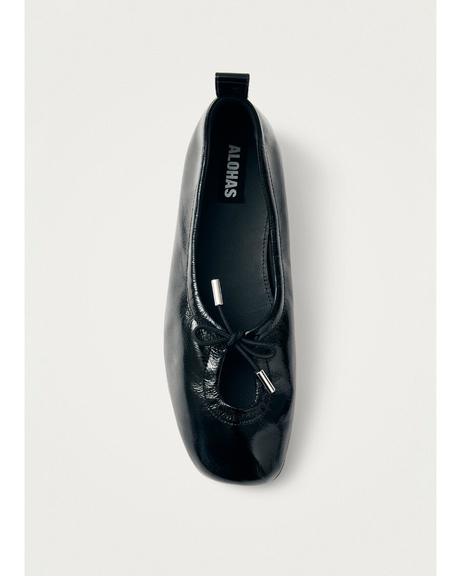 Alohas Rosalind Onix Black Leather Ballet Flats