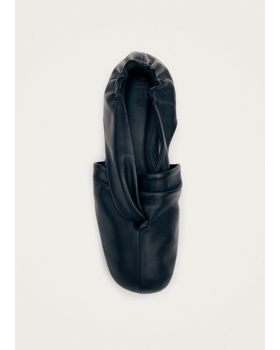 Alohas Alaula Black Leather Ballet Flats