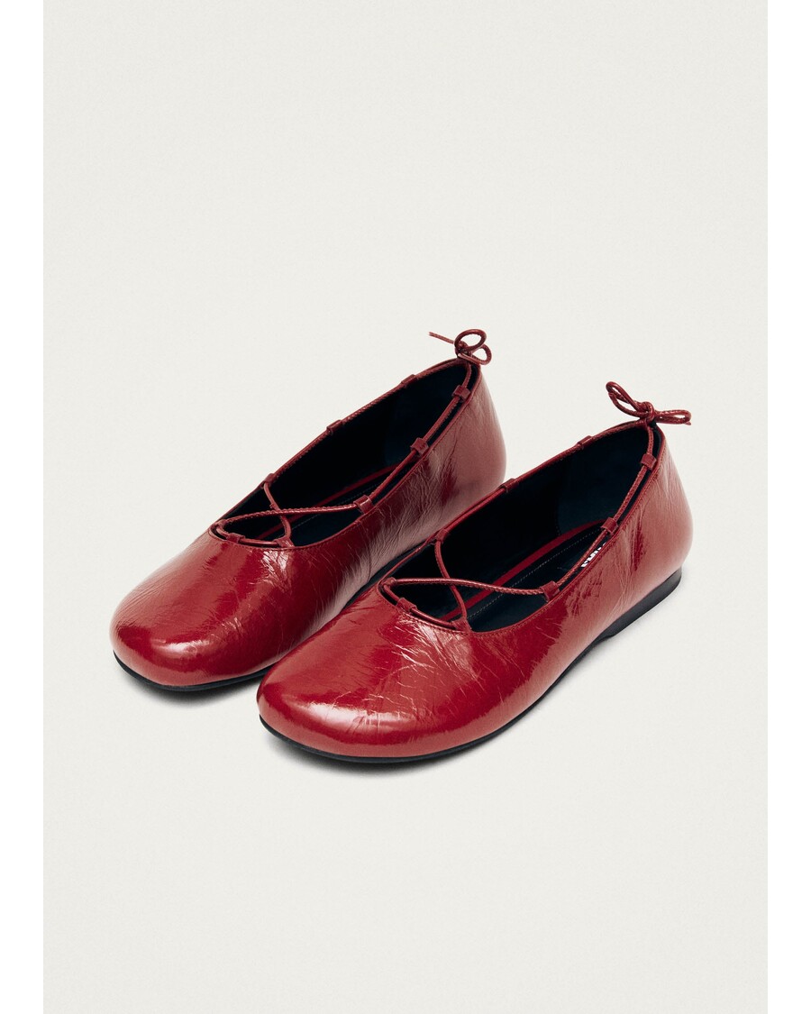 Alohas Hollis Onix Red Leather Ballet Flats