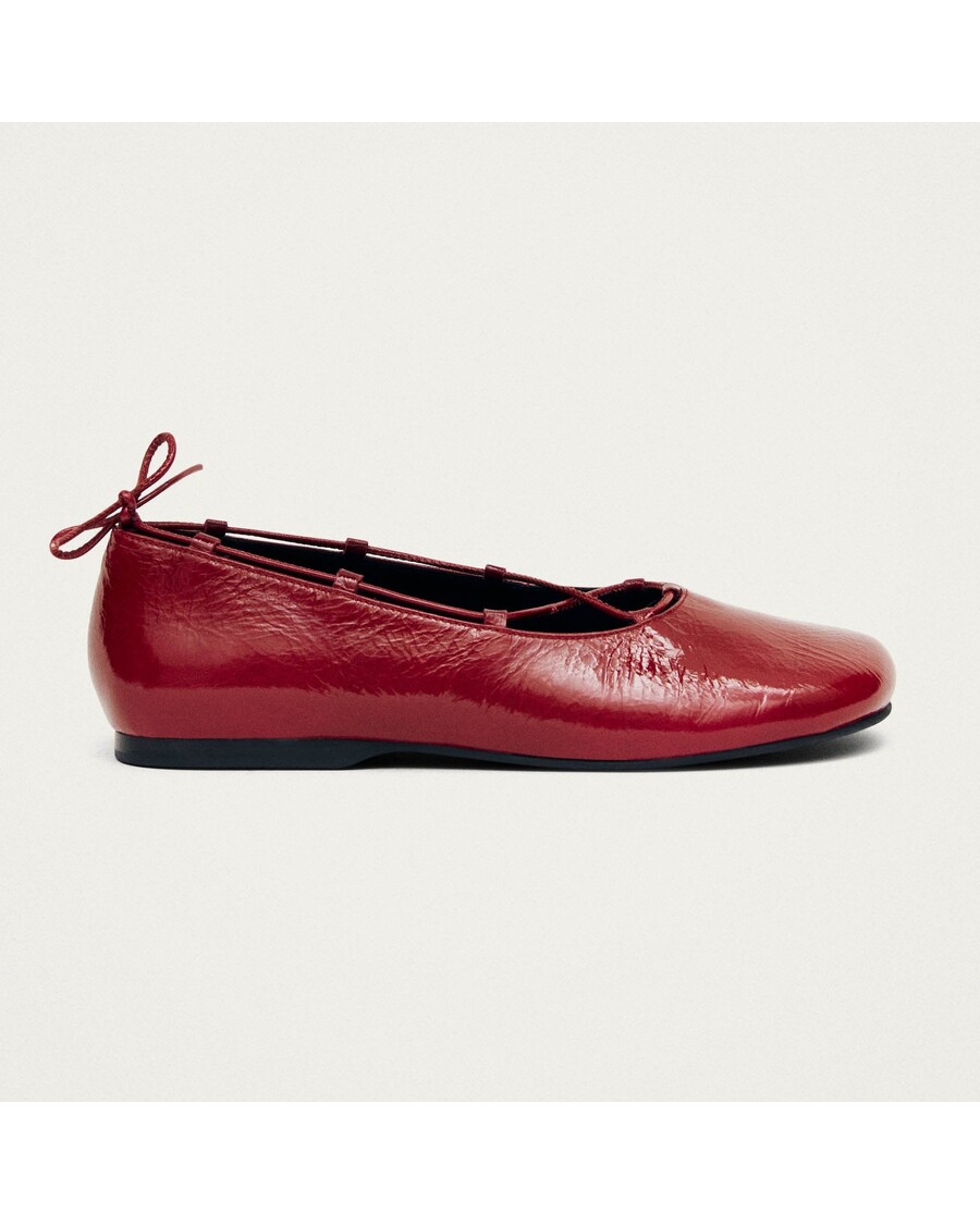Alohas Hollis Onix Red Leather Ballet Flats