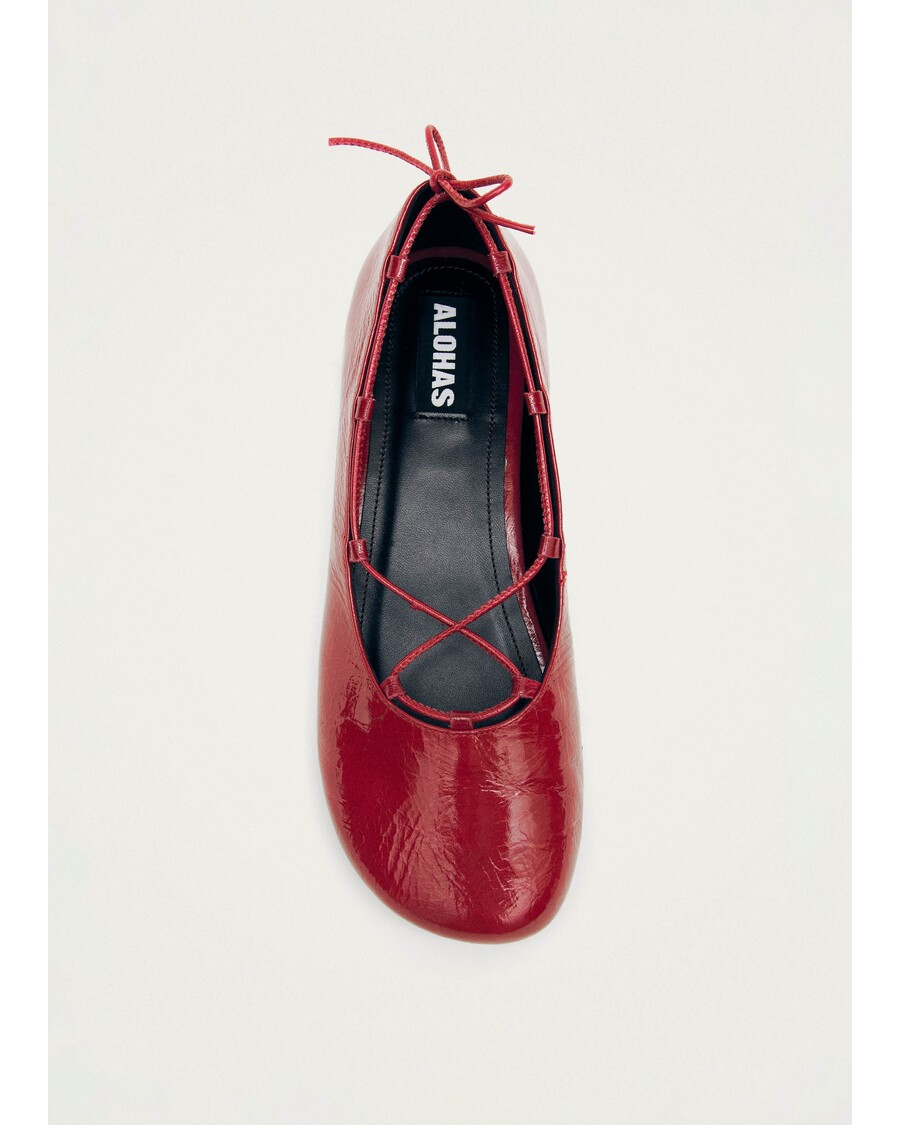 Alohas Hollis Onix Red Leather Ballet Flats