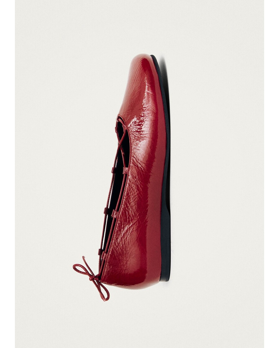 Alohas Hollis Onix Red Leather Ballet Flats