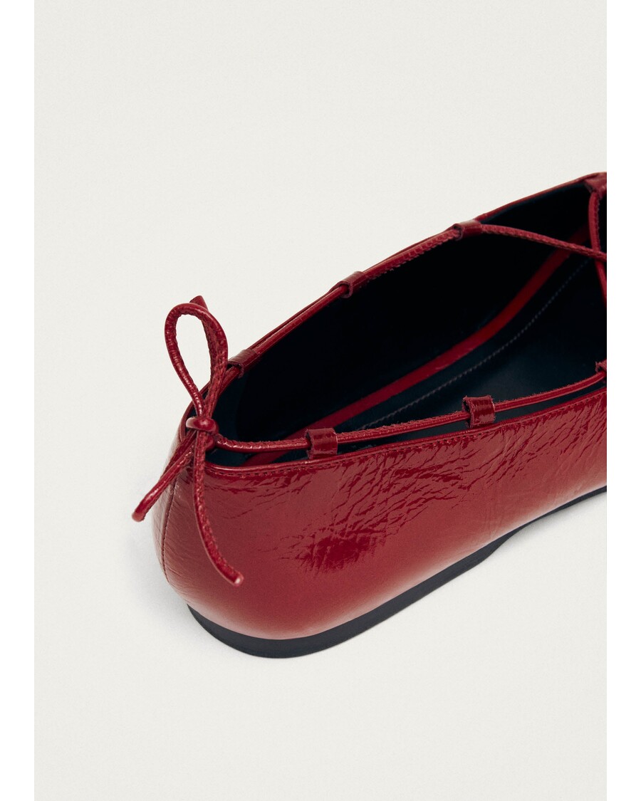 Alohas Hollis Onix Red Leather Ballet Flats