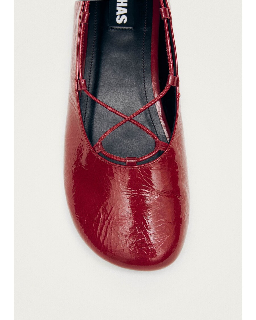 Alohas Hollis Onix Red Leather Ballet Flats