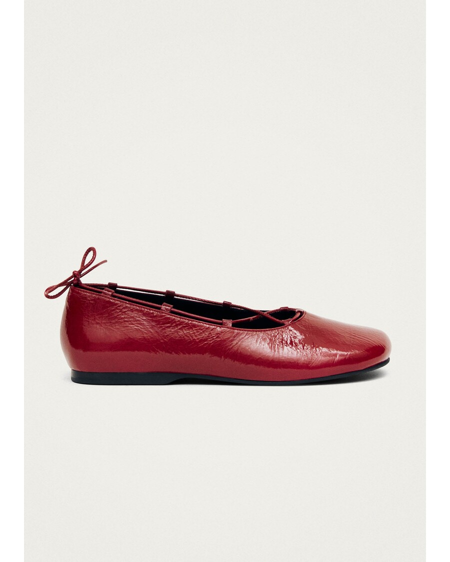 Alohas Hollis Onix Red Leather Ballet Flats