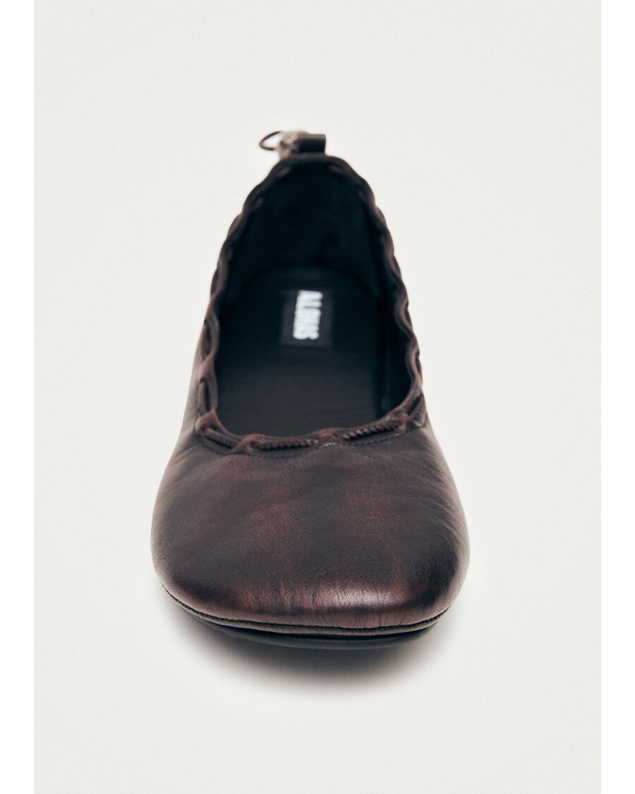 Alohas Gill Brushed Burgundy Leather Ballet Flats