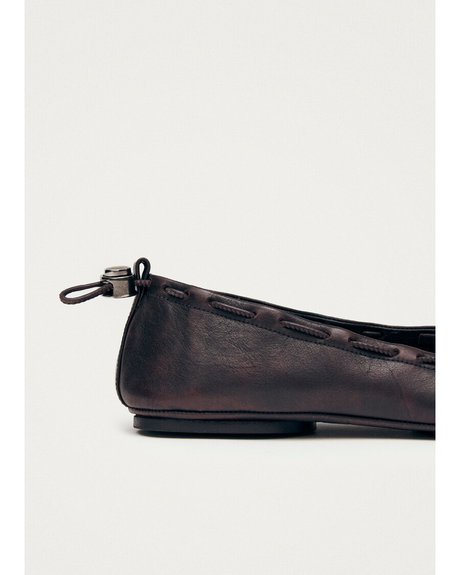 Alohas Gill Brushed Burgundy Leather Ballet Flats