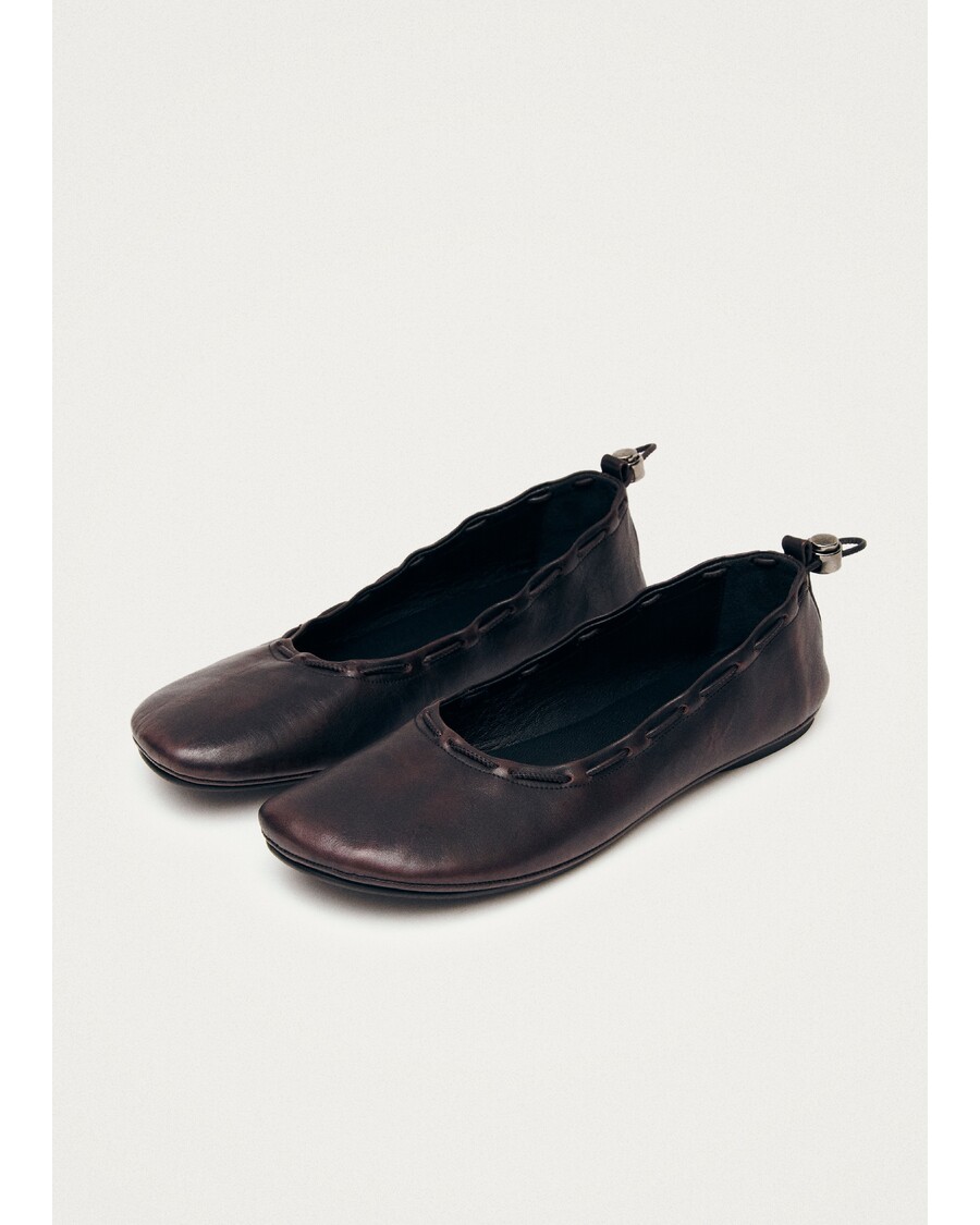 Alohas Gill Brushed Burgundy Leather Ballet Flats