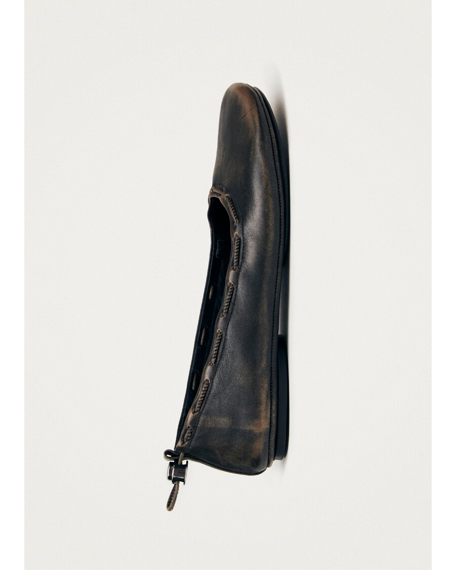 Alohas Gill Brushed Brown Leather Ballet Flats