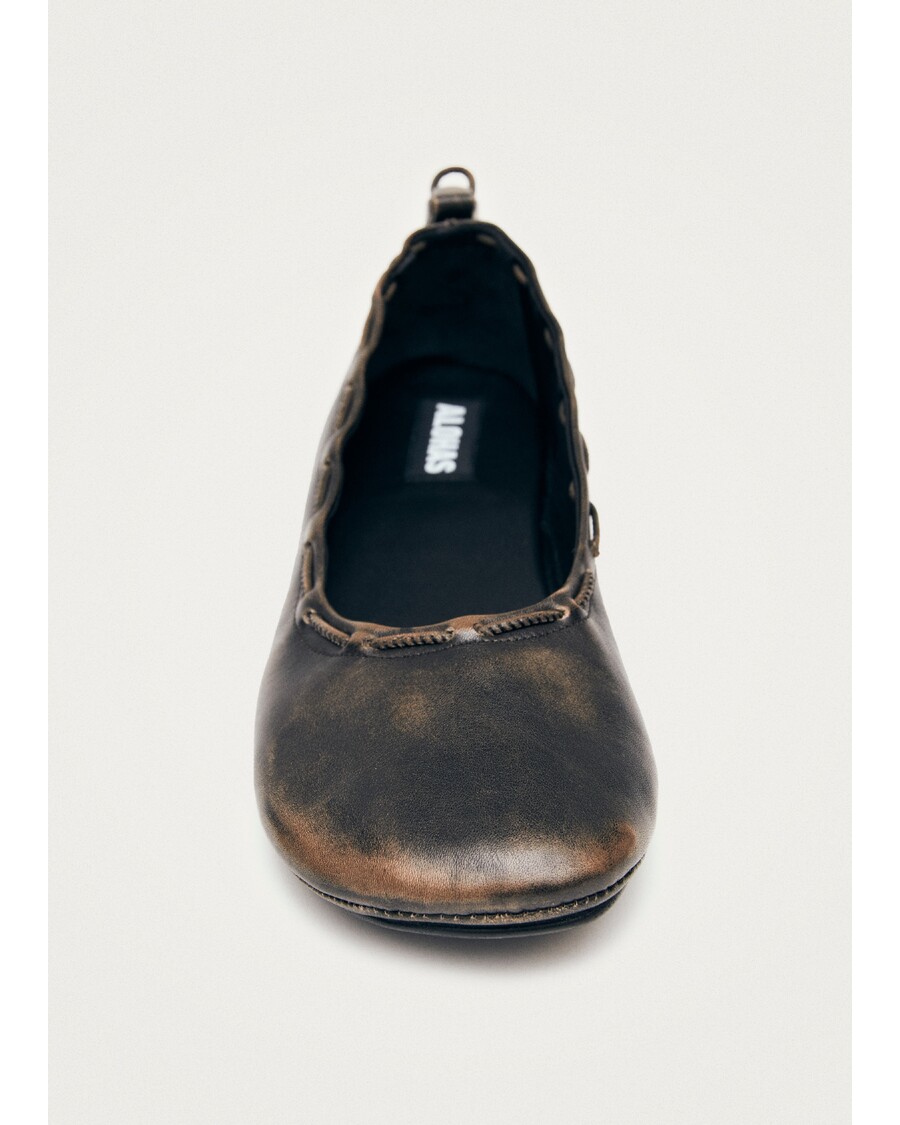 Alohas Gill Brushed Brown Leather Ballet Flats