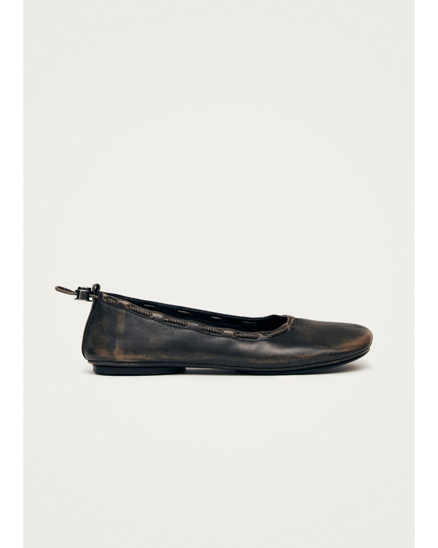 Alohas Gill Brushed Brown Leather Ballet Flats