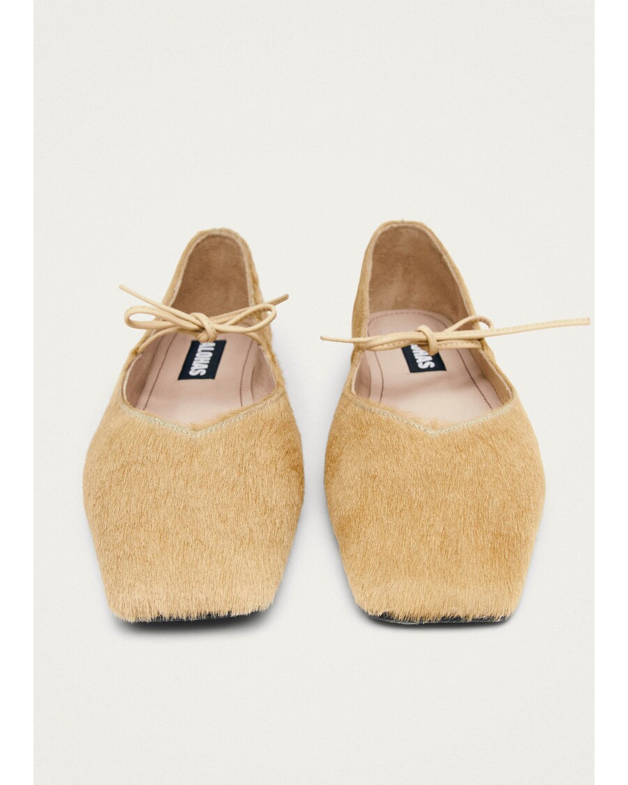 アロハス スウェイ ソフト ベージュ レザー バレエ フラット