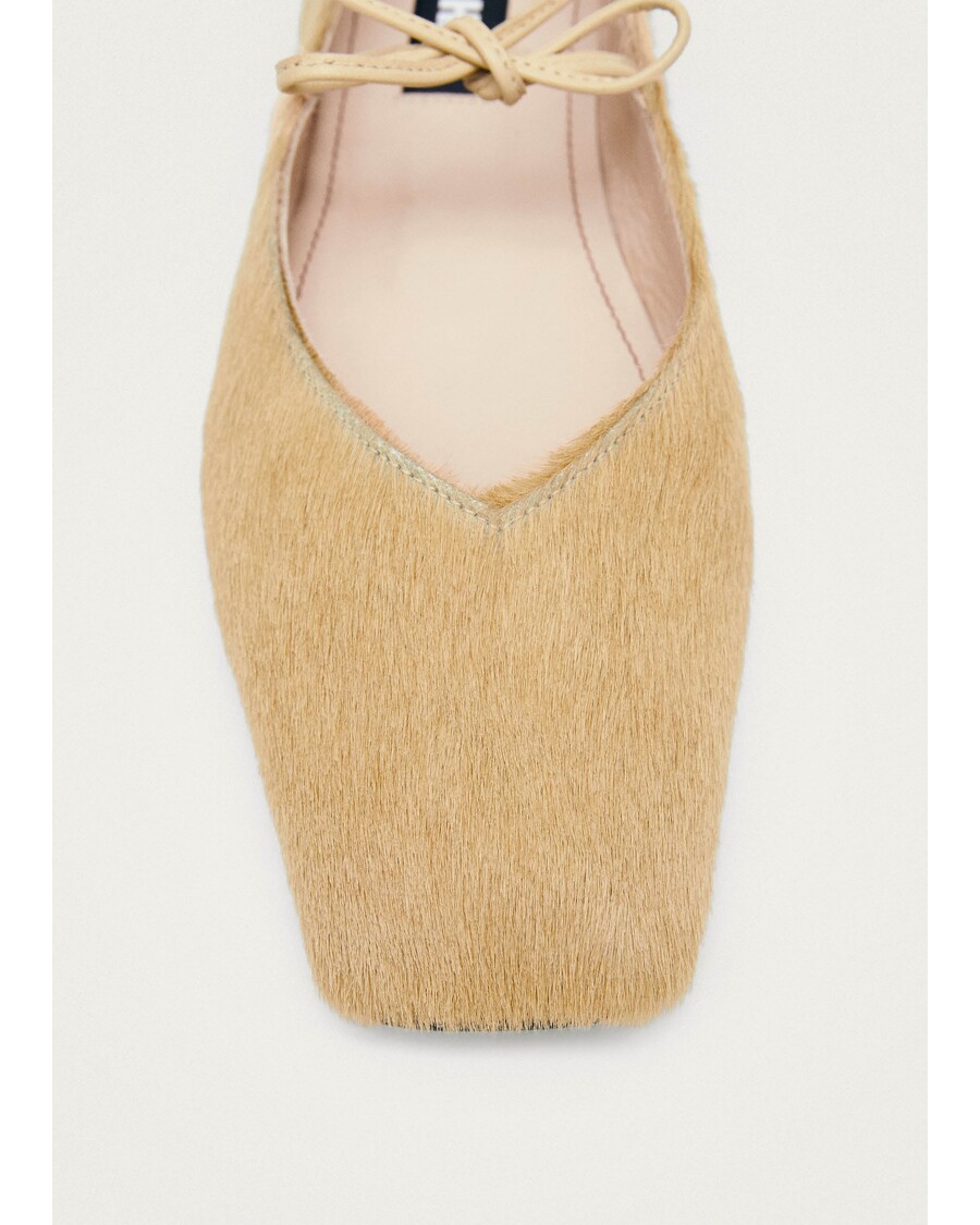 アロハス スウェイ ソフト ベージュ レザー バレエ フラット