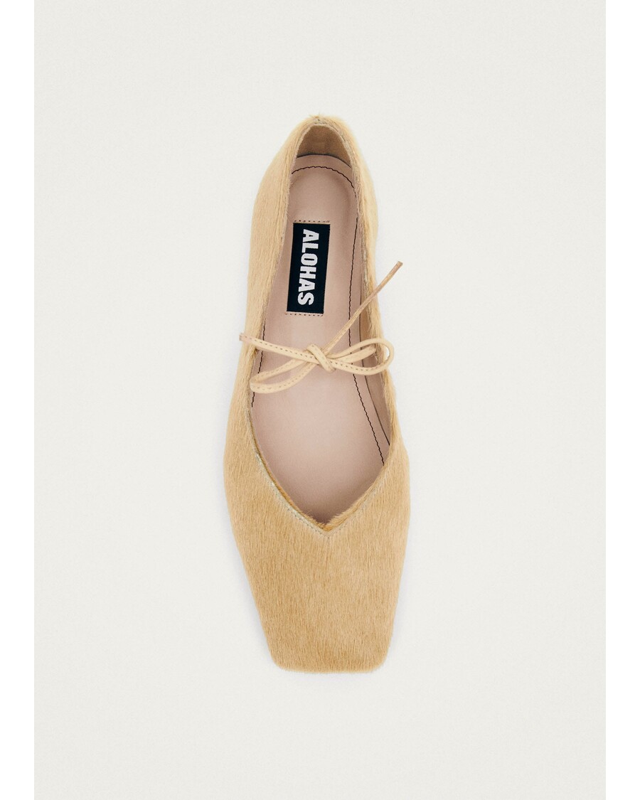 Alohas Sway Soft Beige Leather Ballet Flats