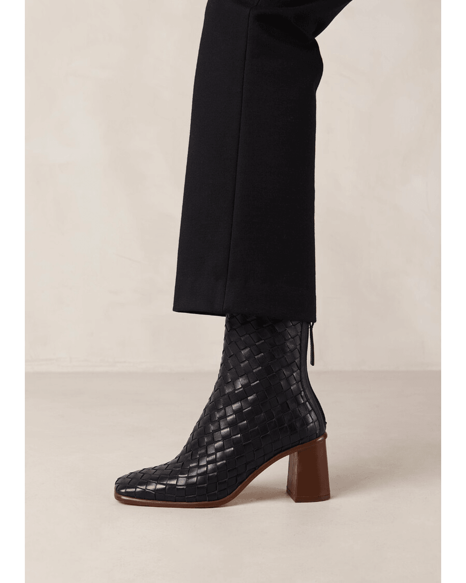 Alohas Zapad Pletene Crne Kožne čizme Do članaka