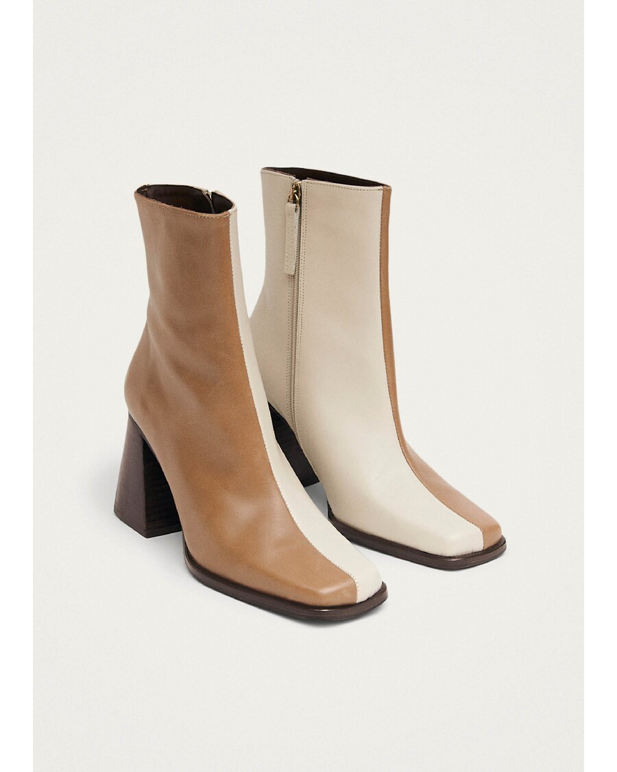 Alohas South Bicolor Camel Beige Leather Ankle Boots