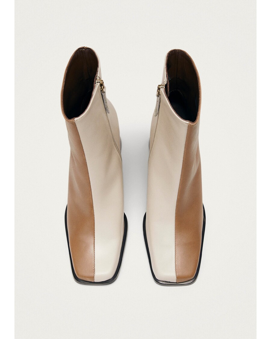 Alohas South Bicolor Camel Beige Leather Ankle Boots