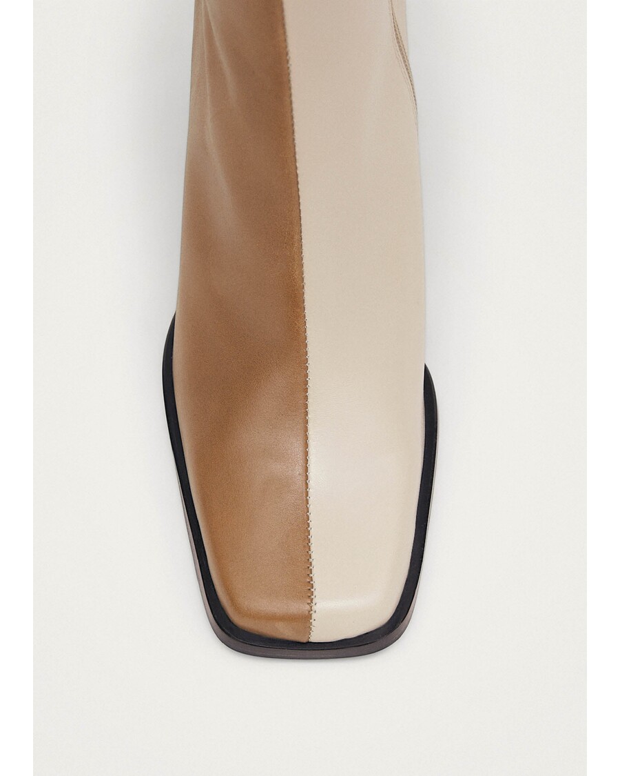 Alohas South Bicolor Camel Beige Leather Ankle Boots