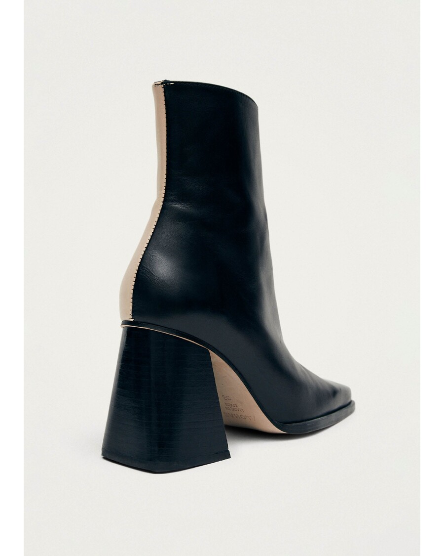 Alohas South Bicolor Stone Beige Black Leather Ankle Boots