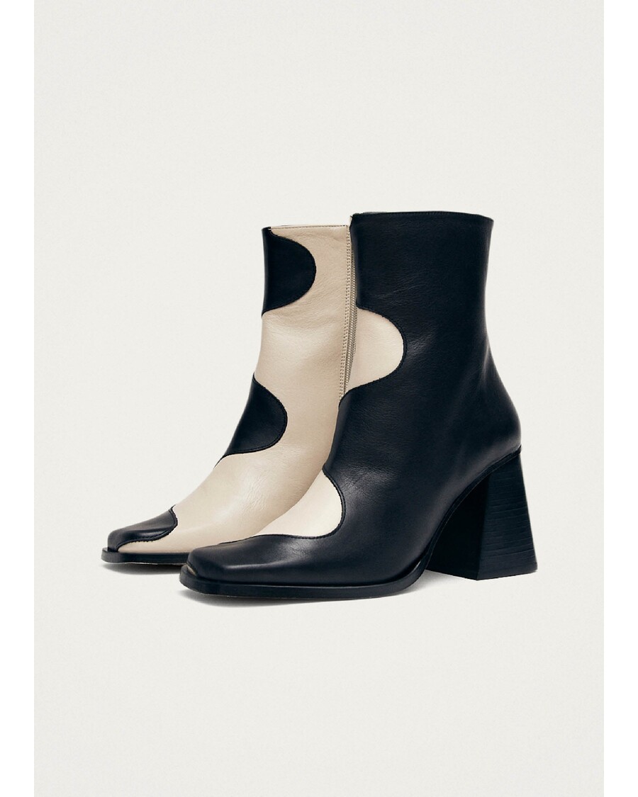 Alohas Blair Bicolor Black Cream Ankle Boots