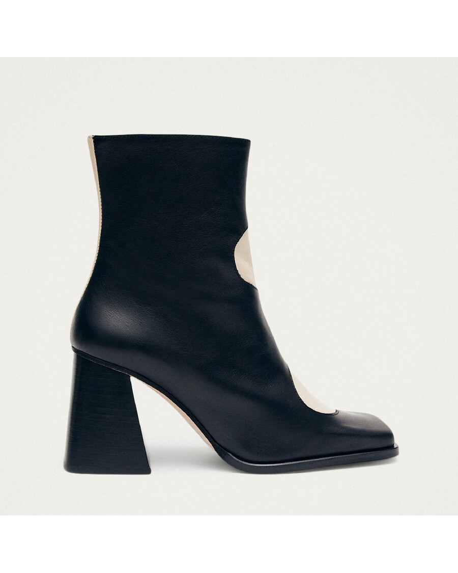 Alohas Blair Bicolor Black Cream Ankle Boots