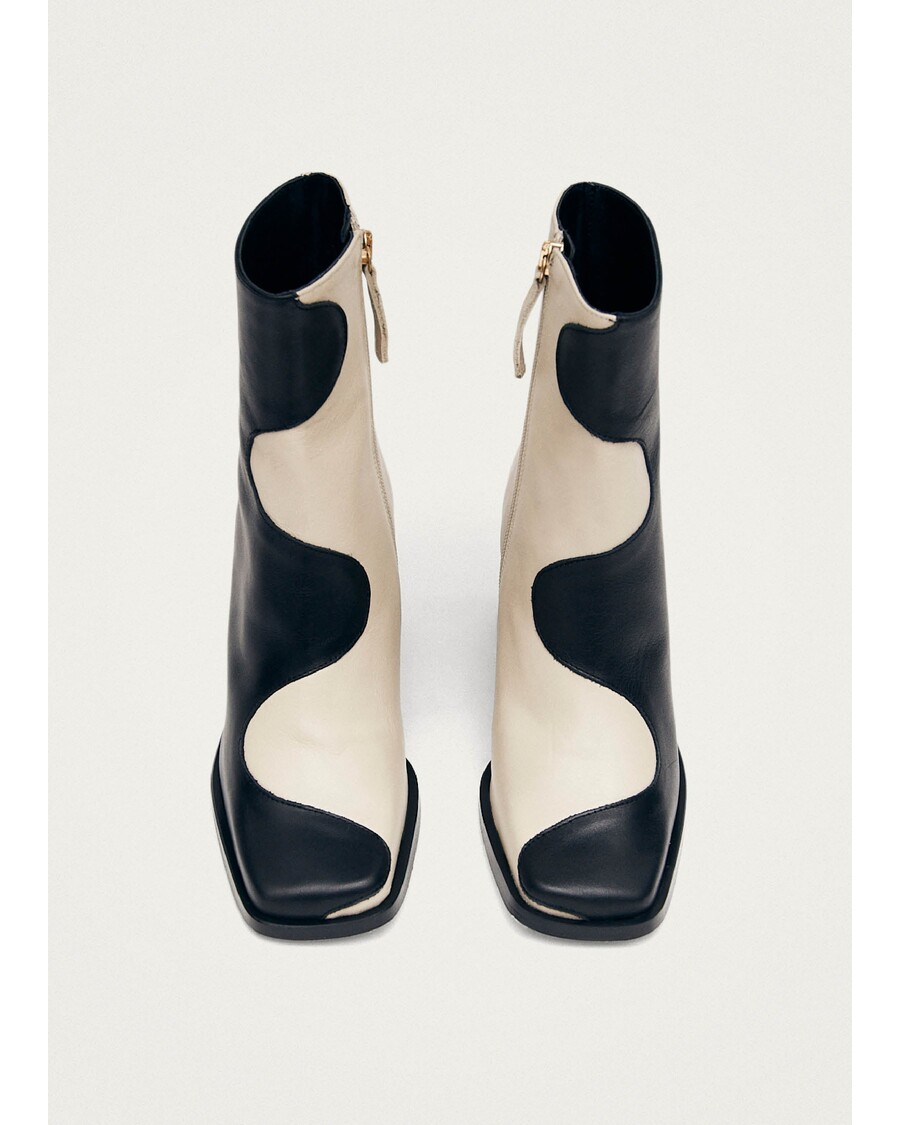 Alohas Blair Bicolor Black Cream Ankle Boots