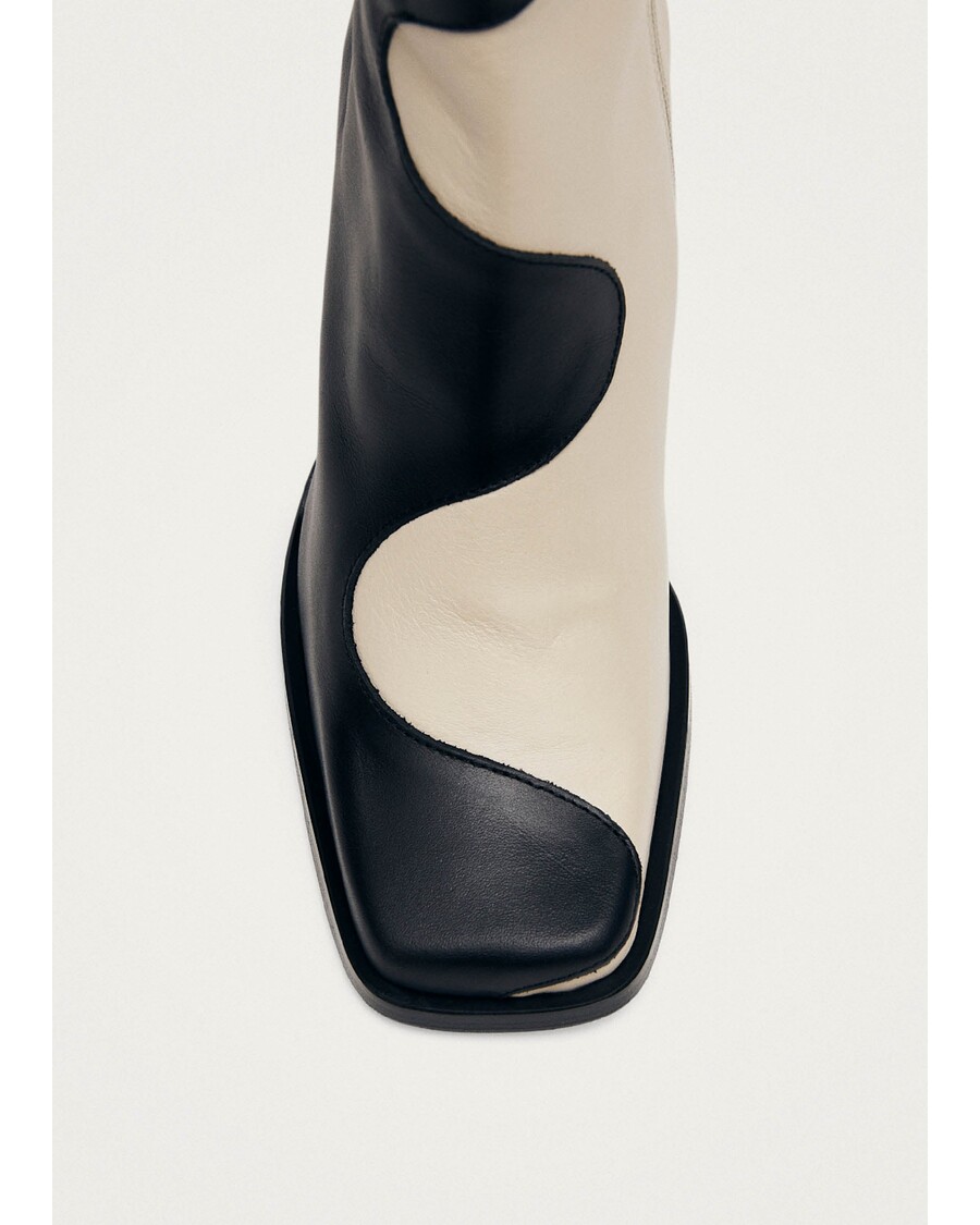 Alohas Blair Bicolor Black Cream Ankle Boots