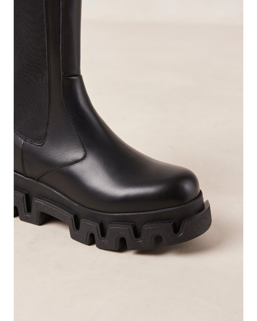 Alohas Anastasia Black Leather Ankle Boots