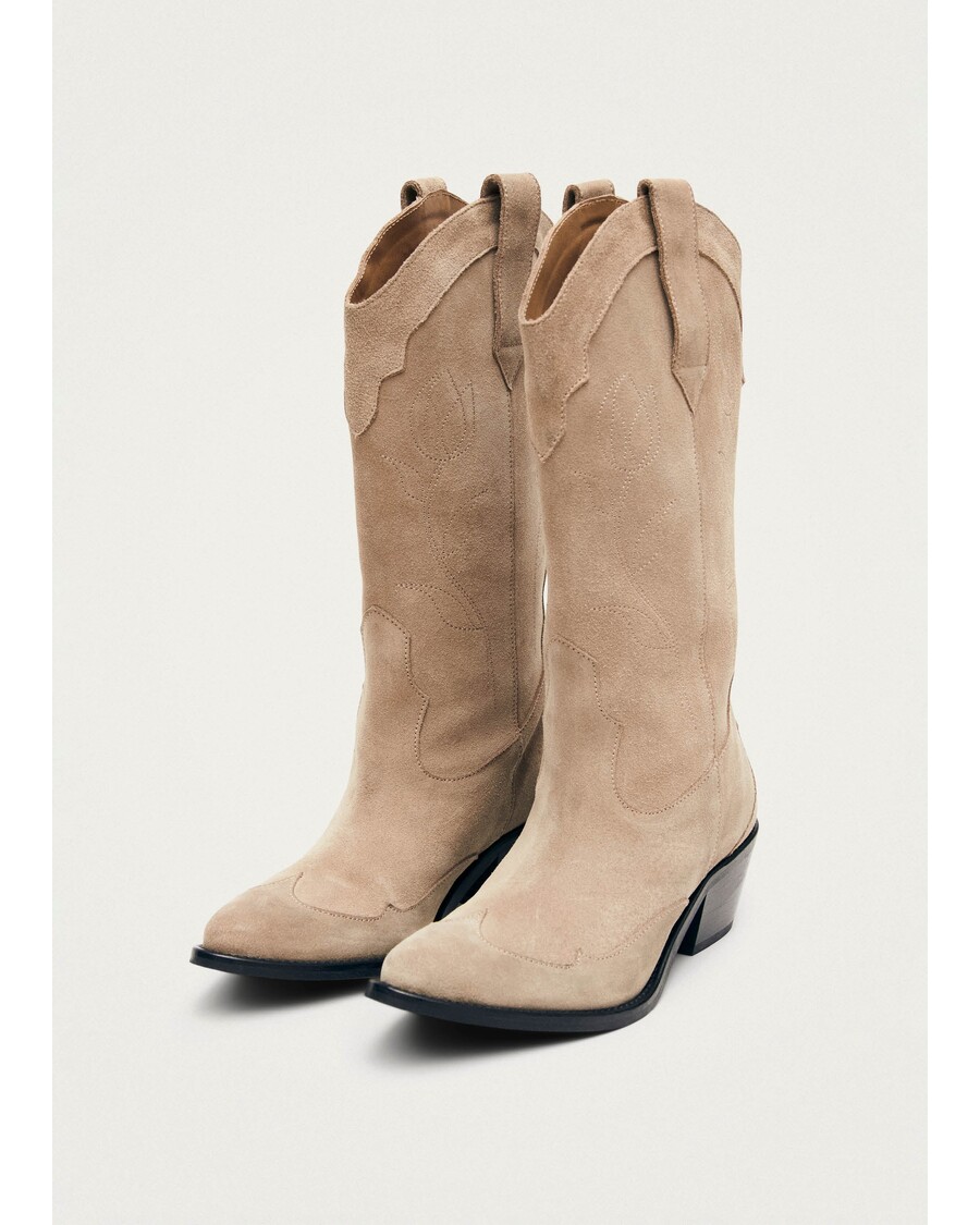 Alohas Liberty Suede Beige Leather Boots