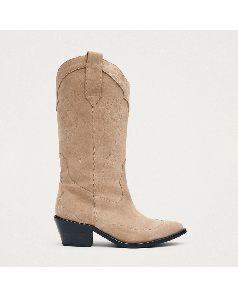 Alohas Liberty Suede Beige Leather Boots