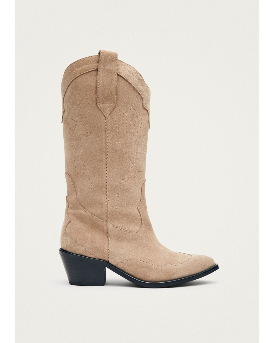 Alohas Liberty Suede Beige Leather Boots