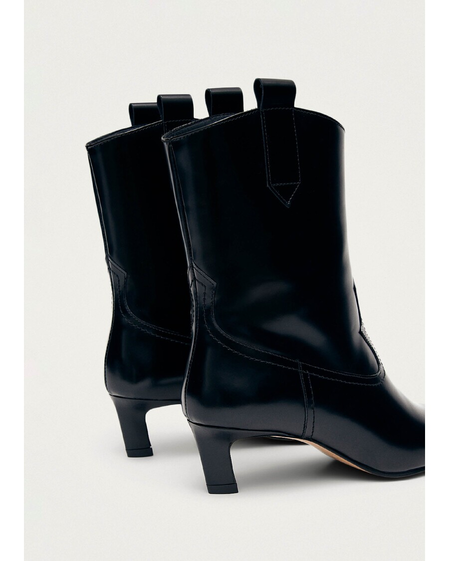 Alohas Hudson Shimmer Bicolor Black Silver Leather Ankle Boots