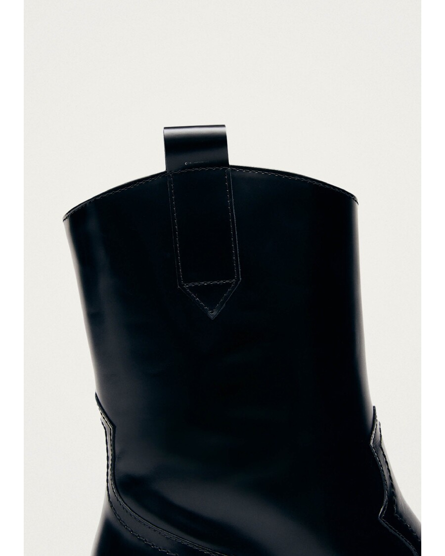 Alohas Hudson Shimmer Bicolor Black Silver Leather Ankle Boots