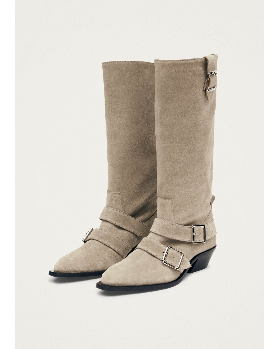 Alohas Ryder Suede Beige Leather Boots