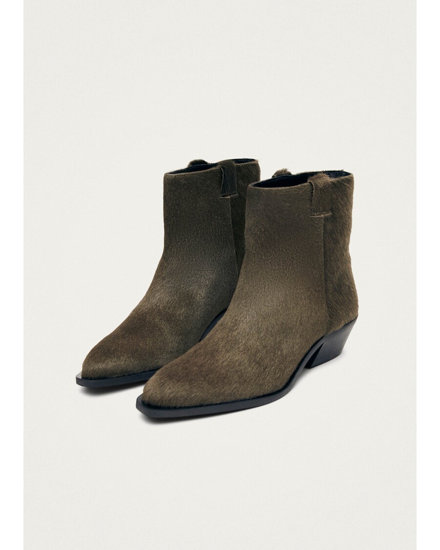 Alohas Syd Soft Khaki Leather Ankle Boots
