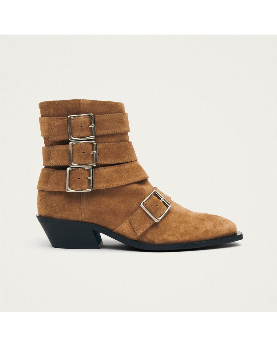 Alohas Eras Suede Tan Leather Ankle Boots