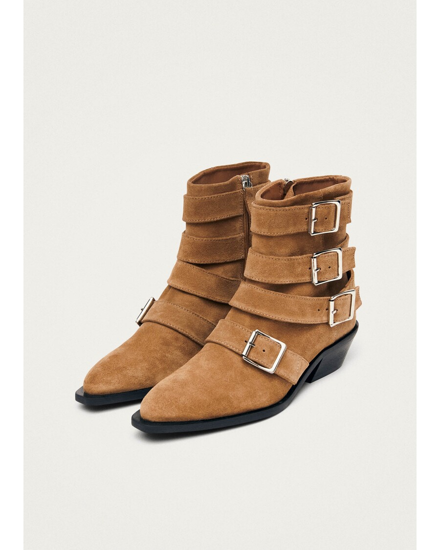 Alohas Eras Suede Tan Leather Ankle Boots