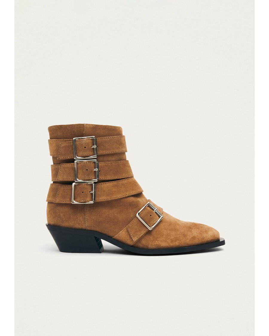Alohas Eras Suede Tan Leather Ankle Boots