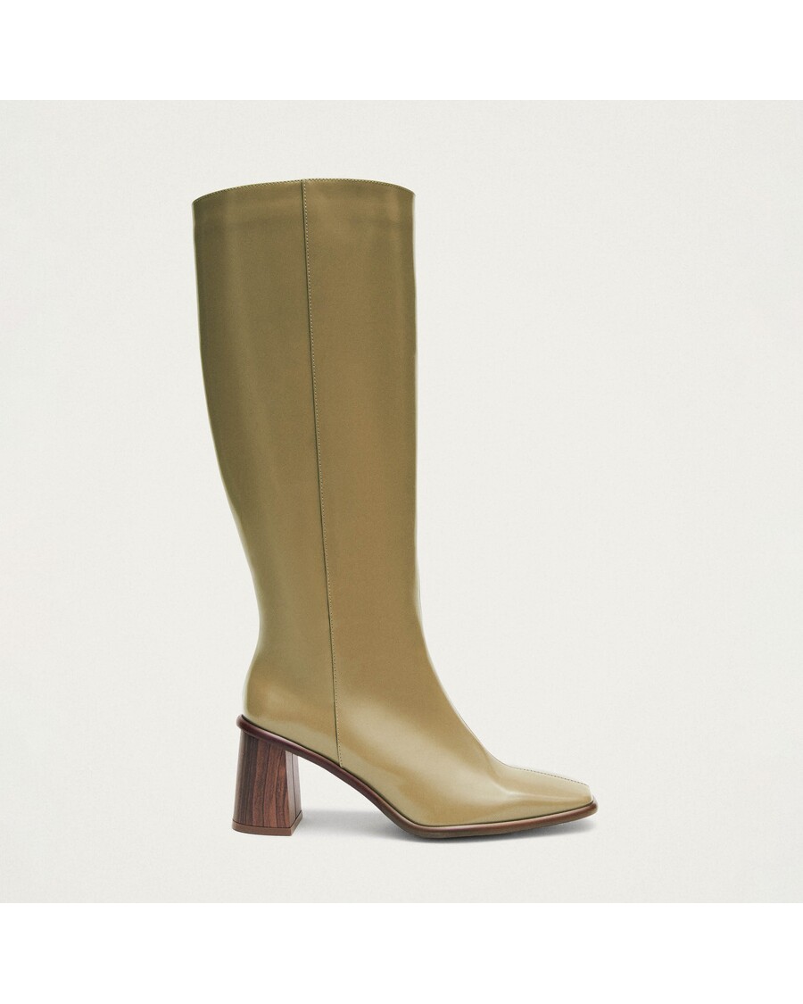 Alohas East Sleek Khaki Leather Boots
