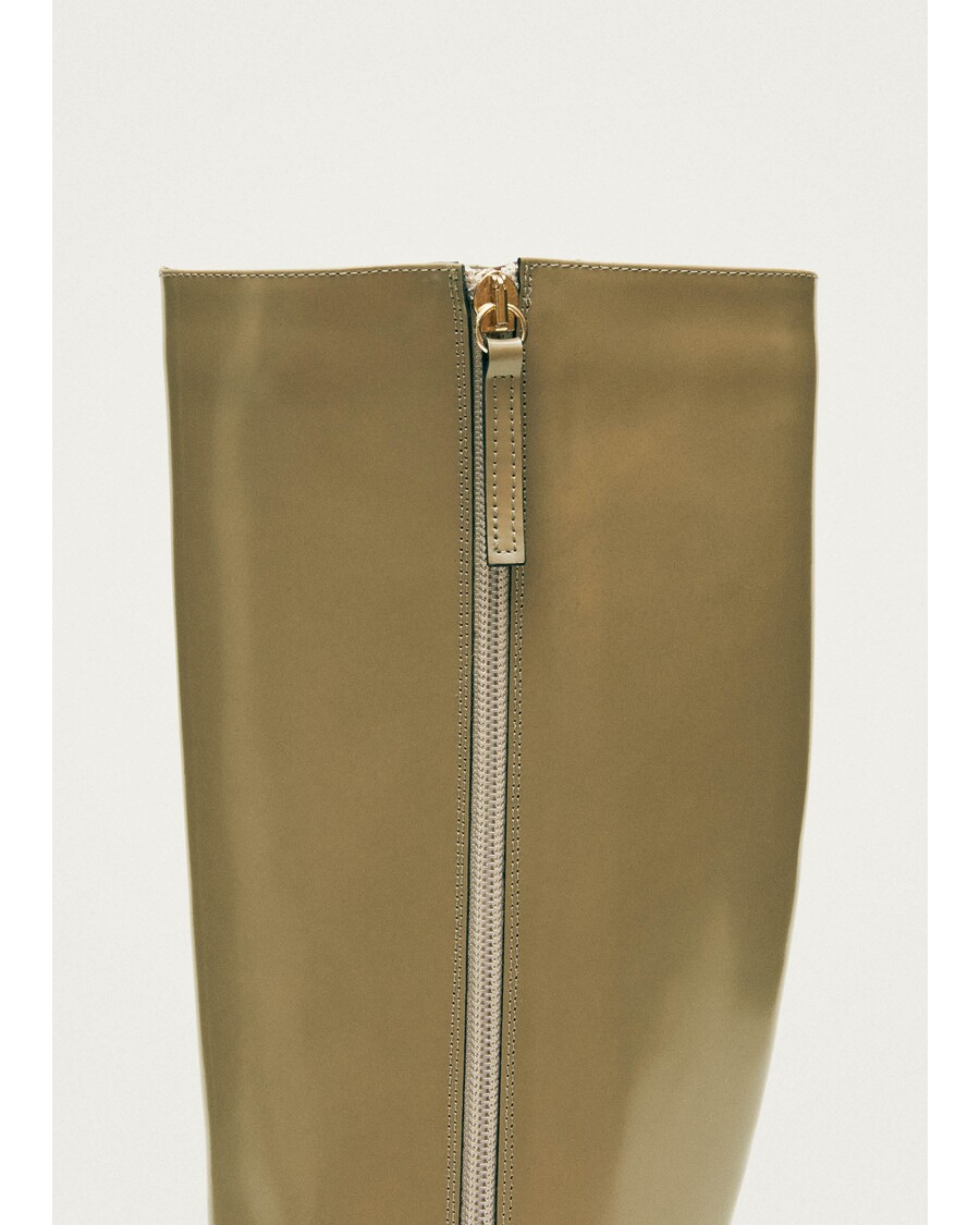 Alohas East Sleek Khaki Leather Boots