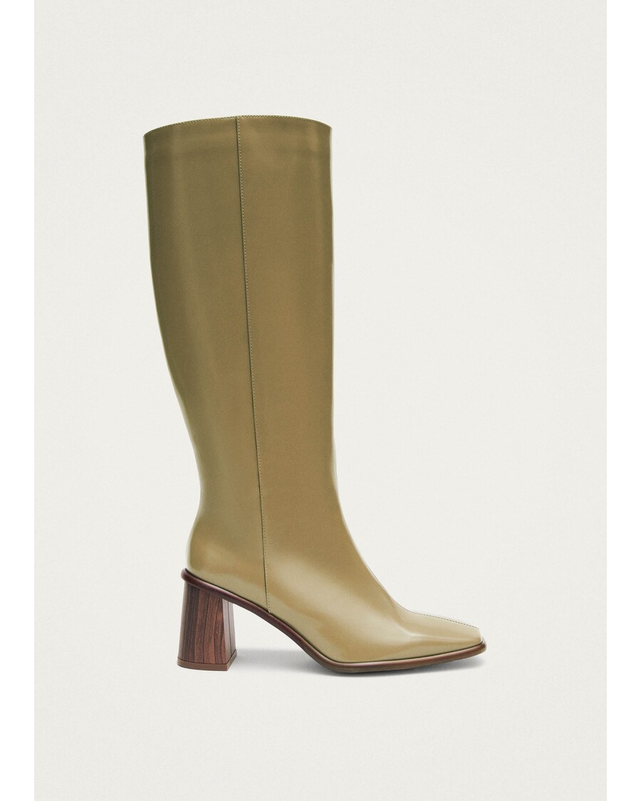 Alohas East Sleek Khaki Leather Boots