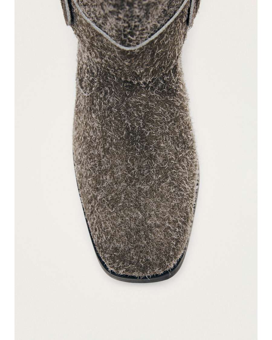 Alohas Rocky Suede Fuzzy Khaki Leather Boots