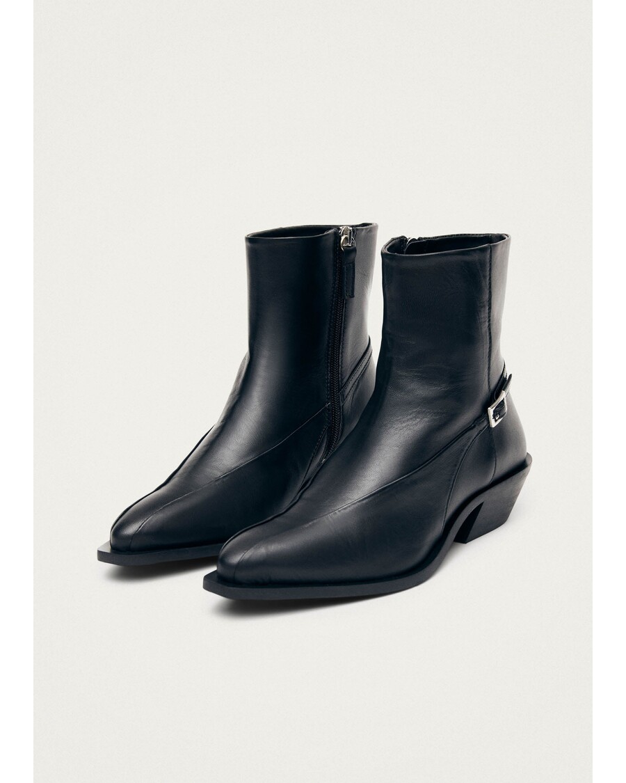 Alohas Lizzie Black Leather Ankle Boots