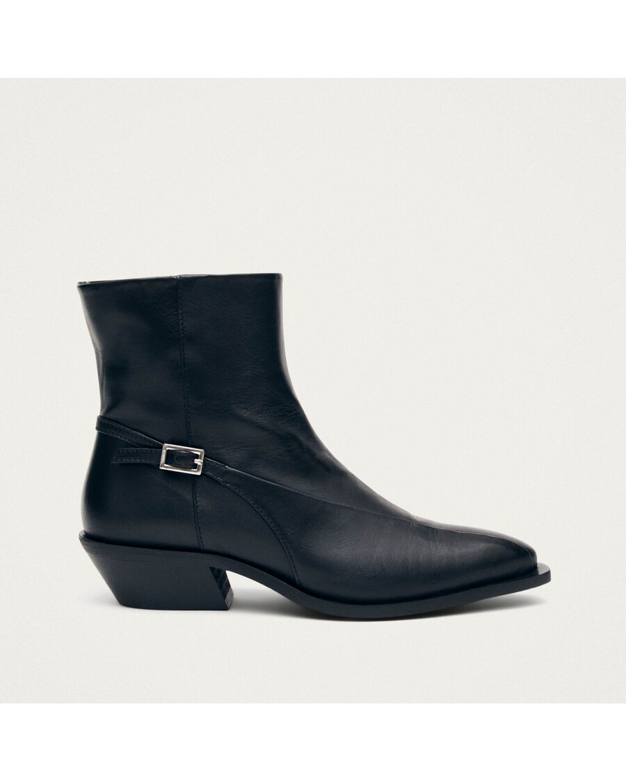 Alohas Lizzie Black Leather Ankle Boots