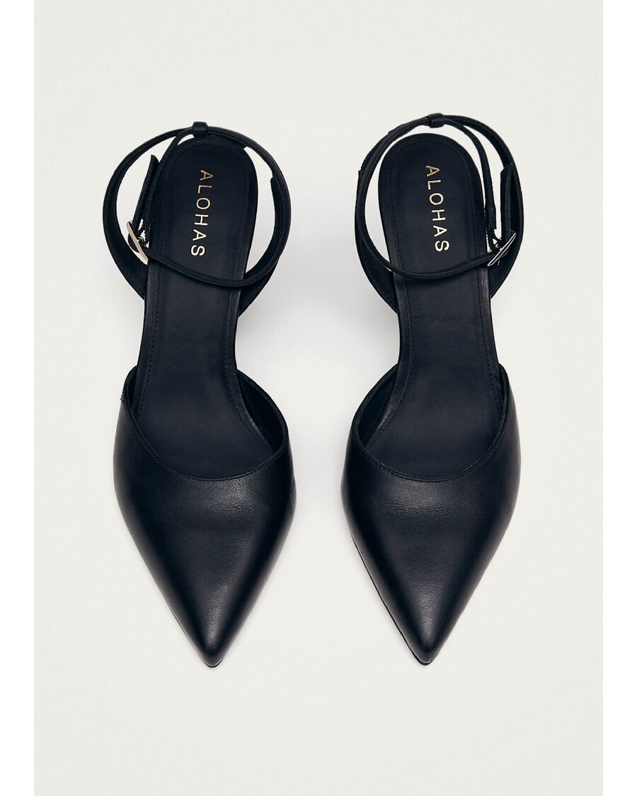 Alohas Cinderella Black Leather Pumps