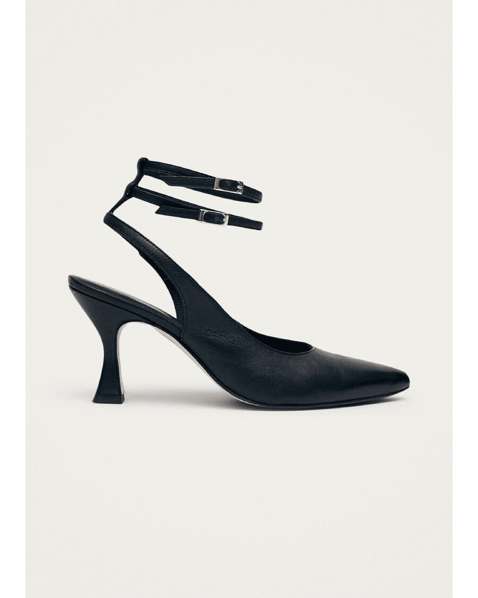Alohas Louise Crne Kožne Cipele Na Visoku Petu