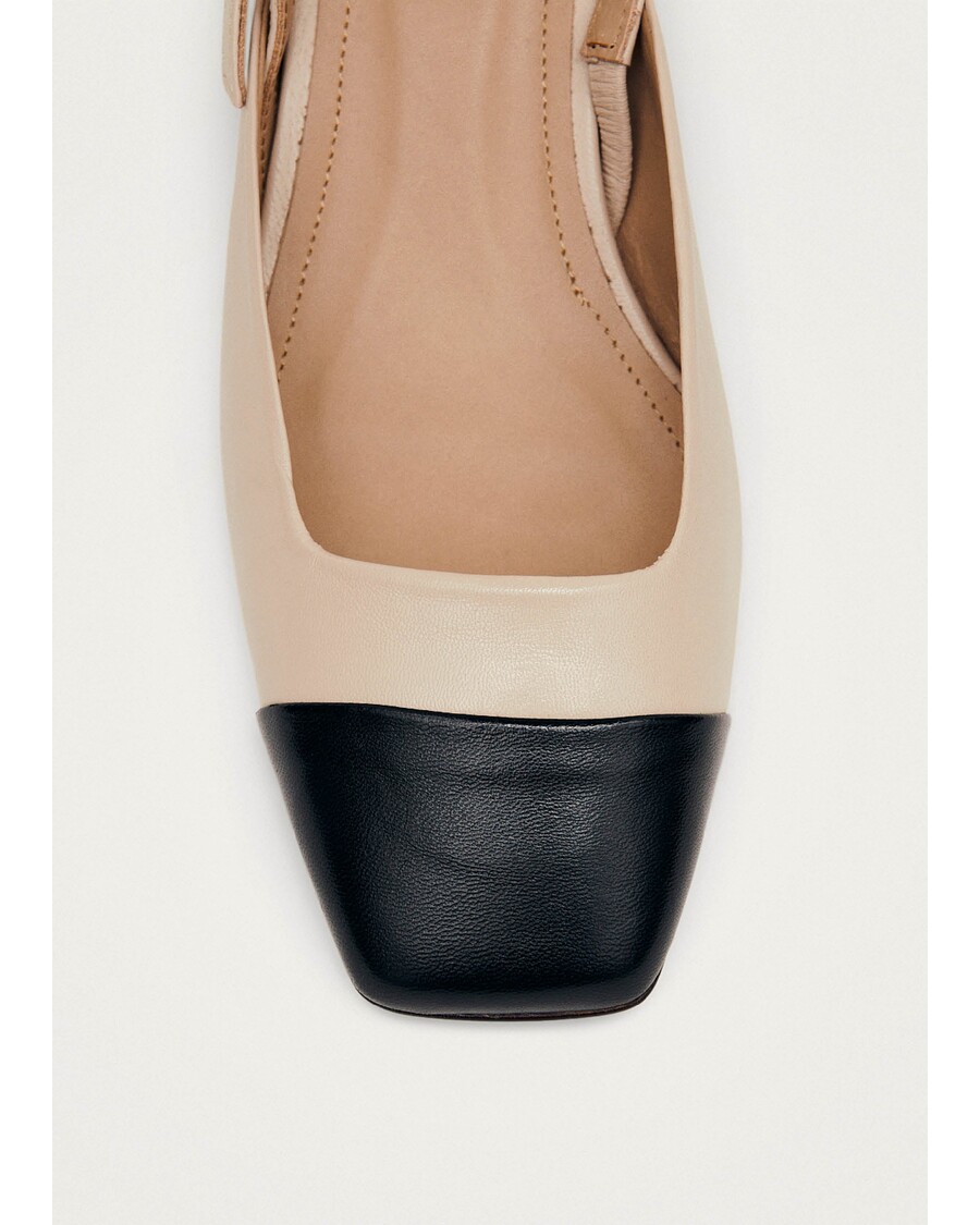 Alohas Lindy Bicolor Cream Black Leather Pumps