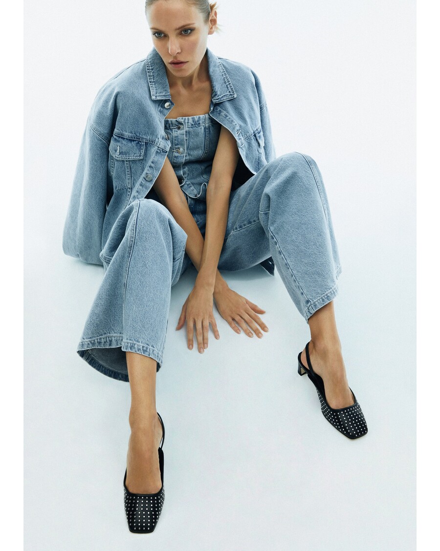 Alohas Lindy Studs Black Leather Pumps