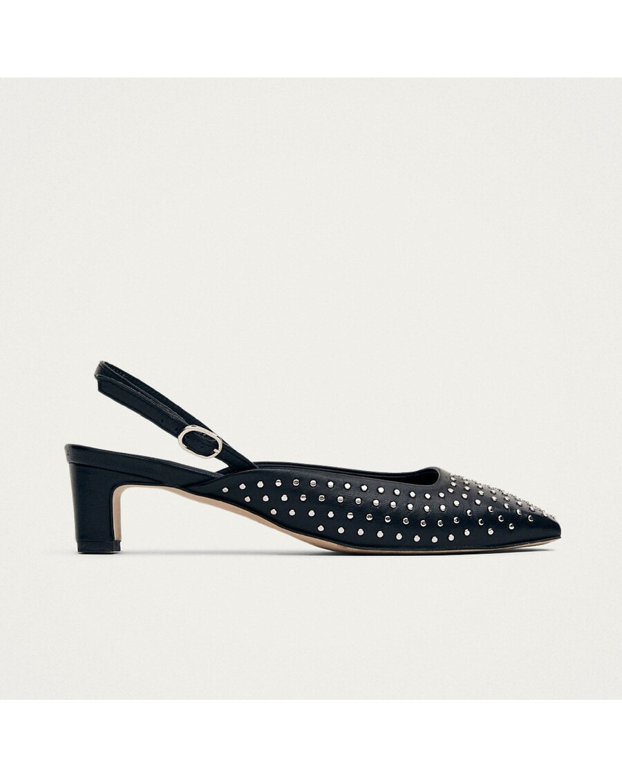Alohas Lindy Studs Black Leather Pumps