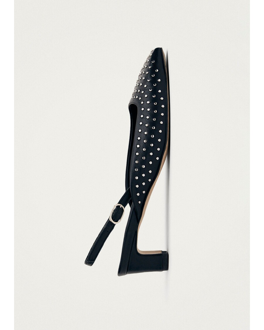 Alohas Lindy Studs Black Leather Pumps